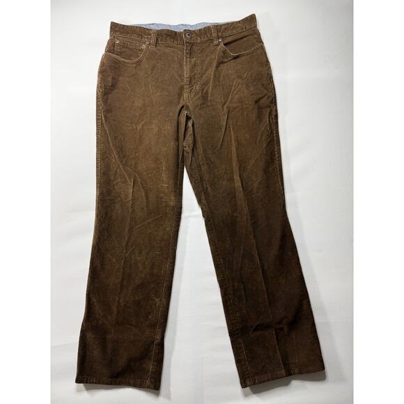 L.L. Bean Men's Natural Fit Straight Leg Brown Corduroy Pants - Size 35x29 - Picture 1 of 5
